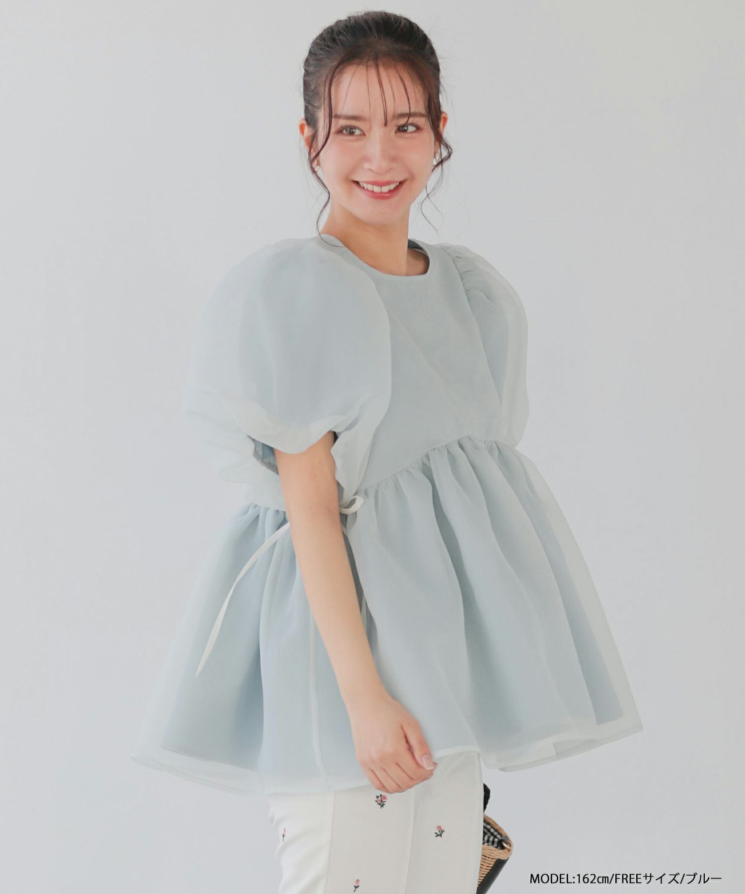 クリンクルシアーオーガンジーペプラムトップス【宅配便】 | Fit more