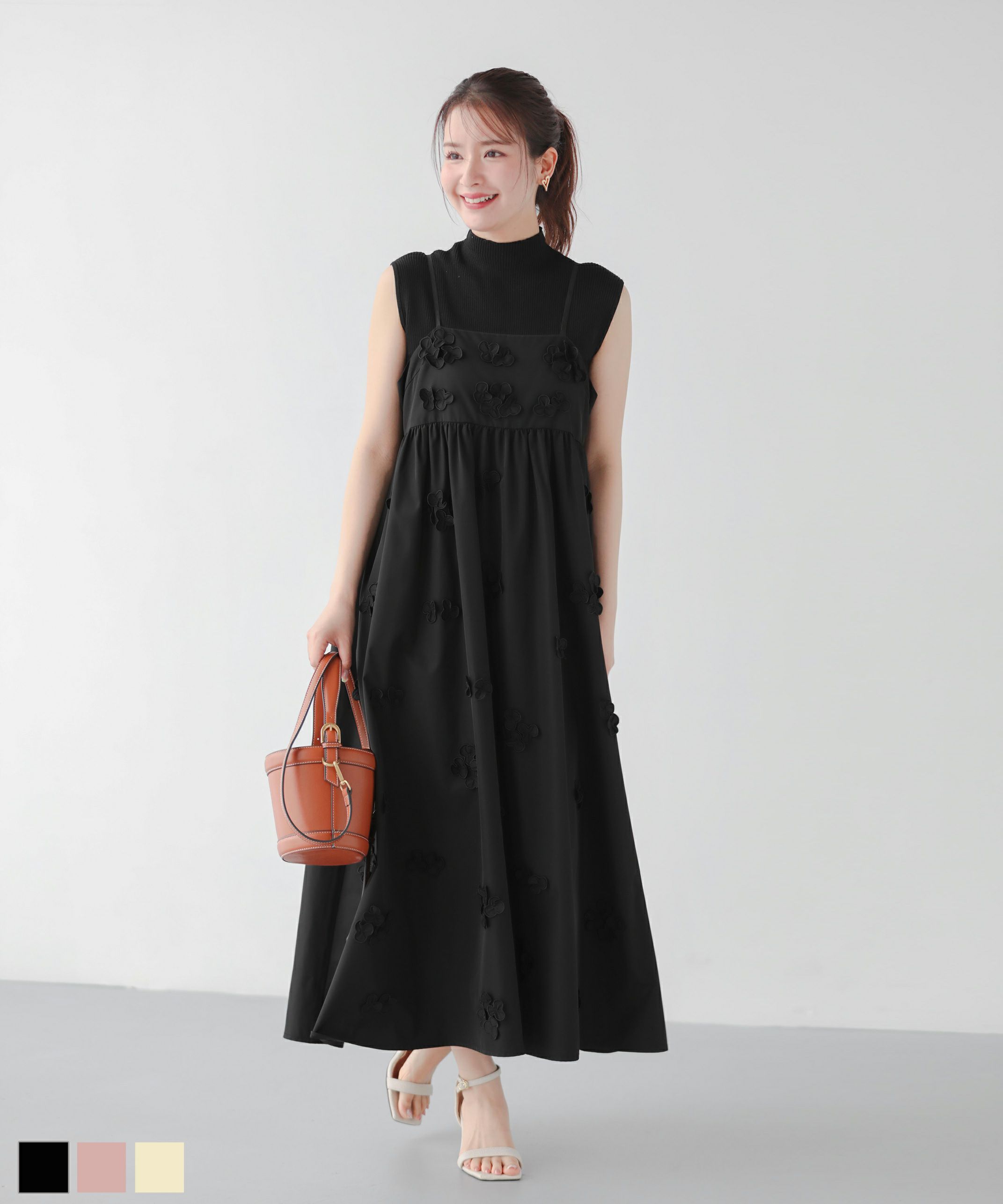 フラワーモチーフキャミワンピ【宅配便】 | Fit more