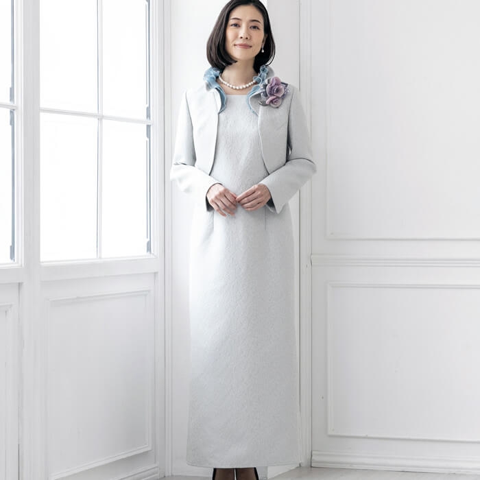 ボレロ付きロングドレス 11号・サックスブルー｜東京ソワール