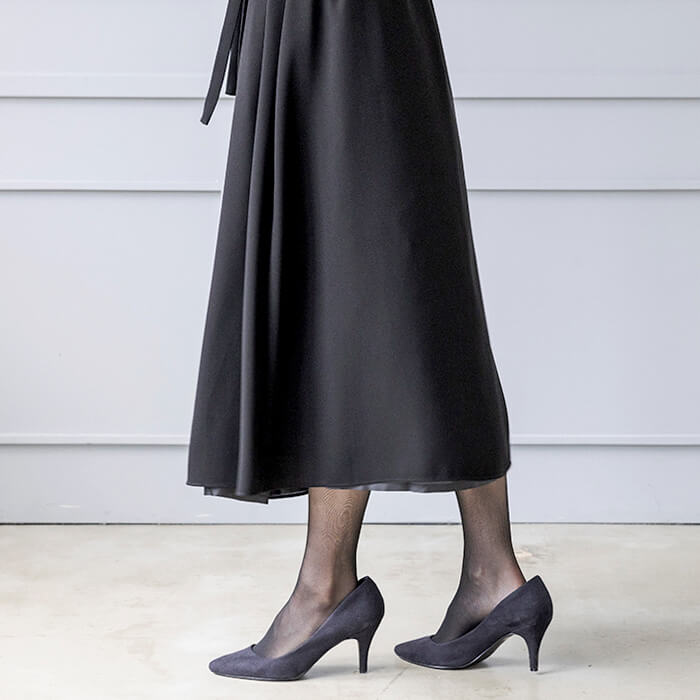 洗える｜フェミニンなピンタックワンピース M・ブラック｜東京