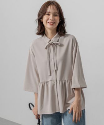 組曲(クミキョク)のジョーゼットジャージーボウタイチュニック