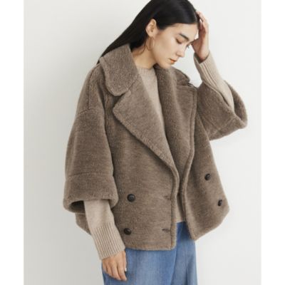 ウィムガゼット ノーカラー エコファー コート ボア ジャケット