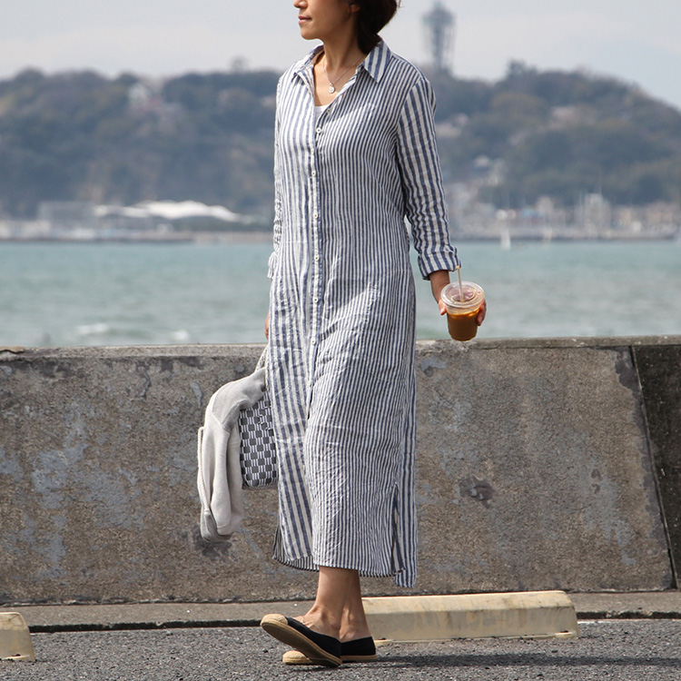 DOPE&DRAKKAR】リネン100% シャツワンピース | 藤巻百貨店