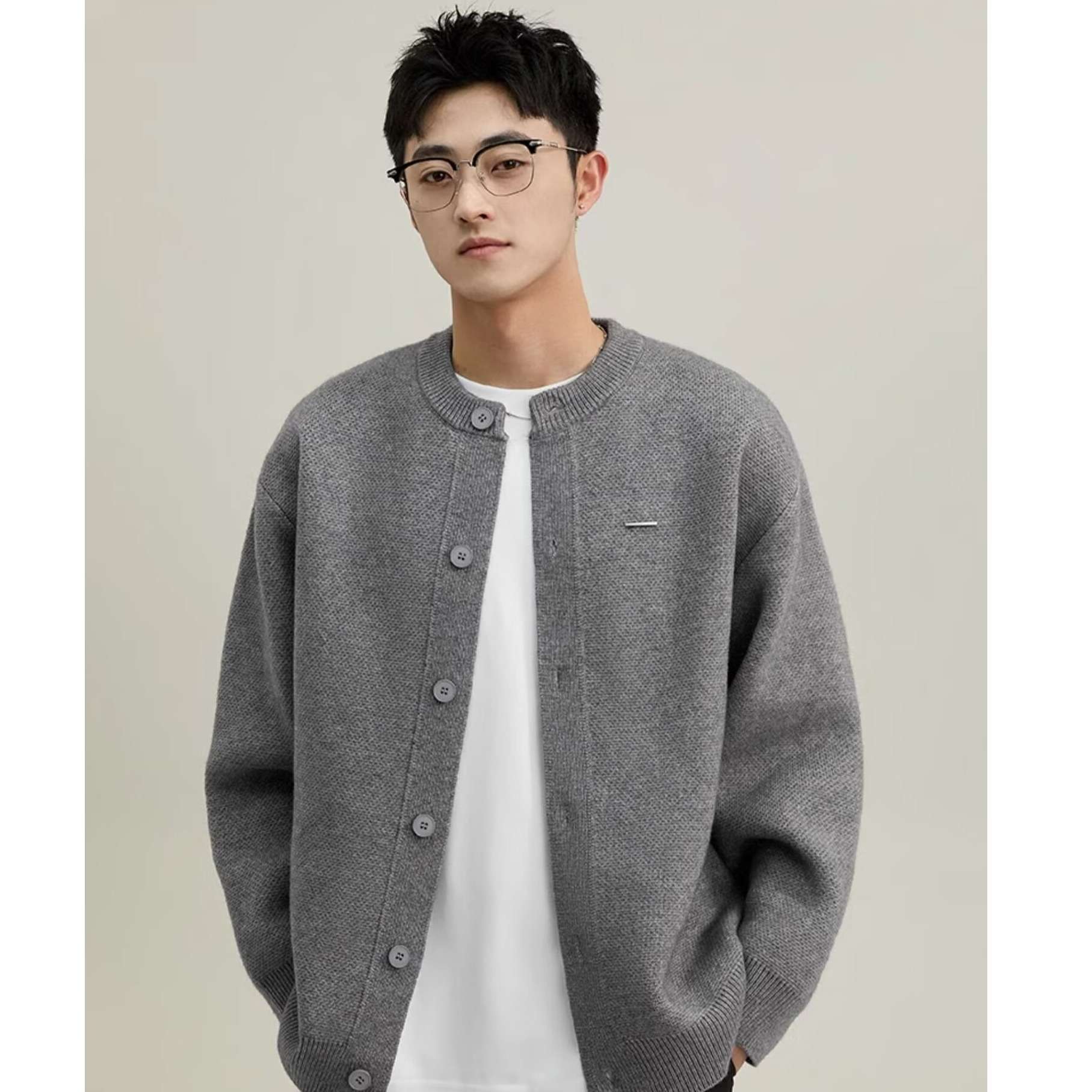 シンプル クルーネック カーディガン メンズ クルーネック|メンズ