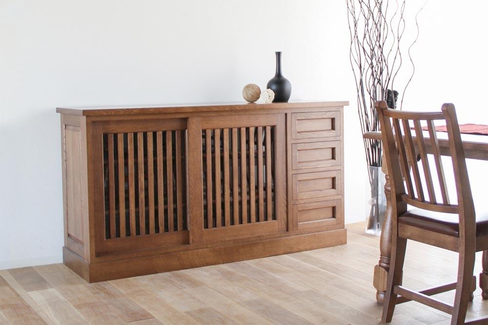 旭川家具 山室家具製作所 民芸家具 北の匠 No.3 サイドボード ナラ