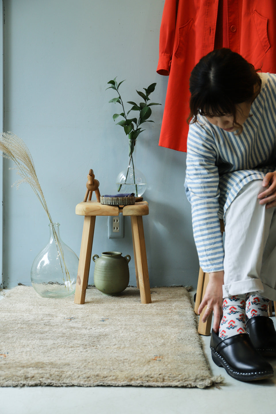 フィンランド ヴィンテージ スツール 椅子 パイン材 北欧家具/Finnish