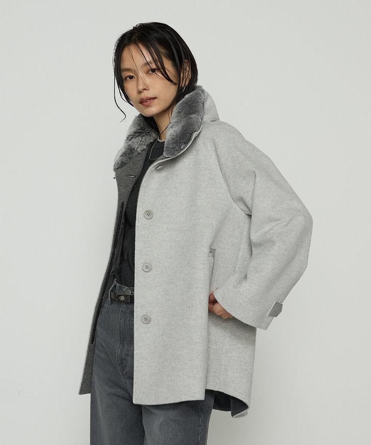 アンゴラウール ・Aラインショートコート（01-15WM03-205）｜K.T