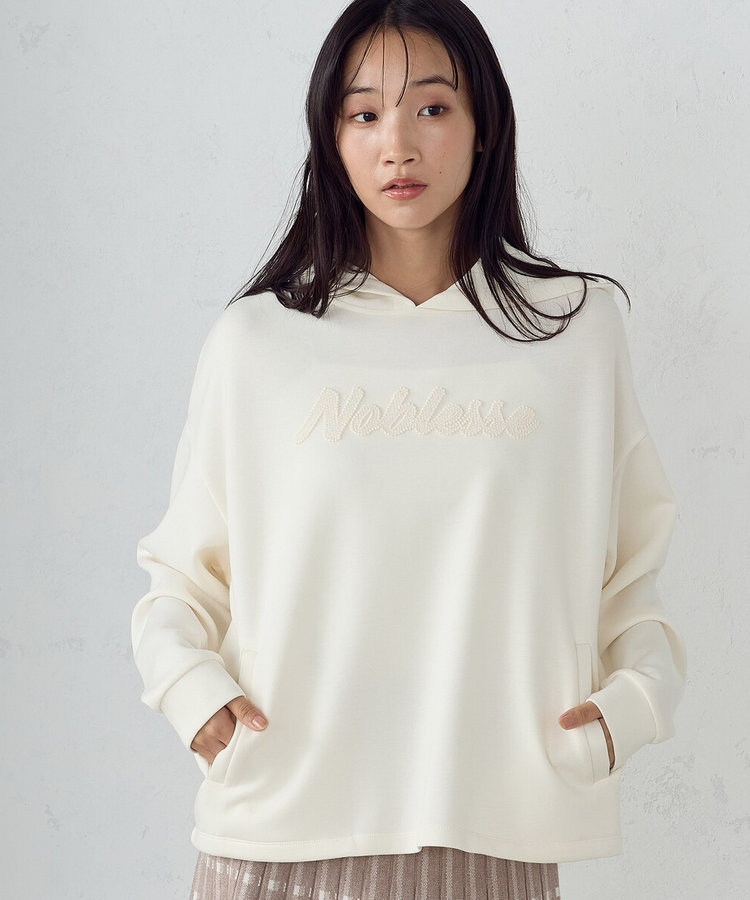 ロゴ刺繍 オーバーサイズ ダンボールニット パーカー（12-68CI19-204